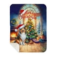 thumbnail image 1 of Merry Christmas Collie Santa Hat Xmas Tree Winter Holiday Cozy Sherpa Blanket Collie Dog Lover Gifts Idea Warm Soft Throw Blanket - 01013, 1 of 5