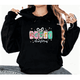 thumbnail image 1 of Merry Christmas Colorful Graphic Tee T-Shirt Print Top Fashion Colorful Hooded long-sleeved Black S-2XL, 1 of 7
