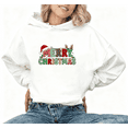 thumbnail image 1 of Merry Christmas Colorful Letter Tee T-Shirt Top Letter Print Top Casual Hooded long-sleeved White S-2XL, 1 of 6