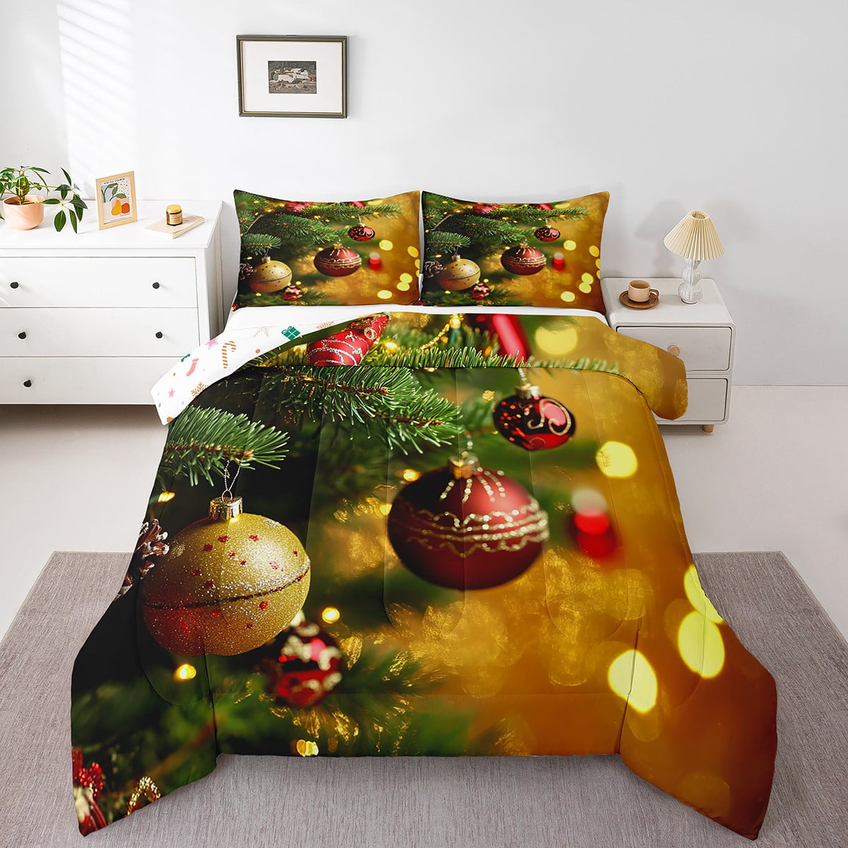 Merry Christmas Comforter Set for Boys Girls Kids Happy New Year