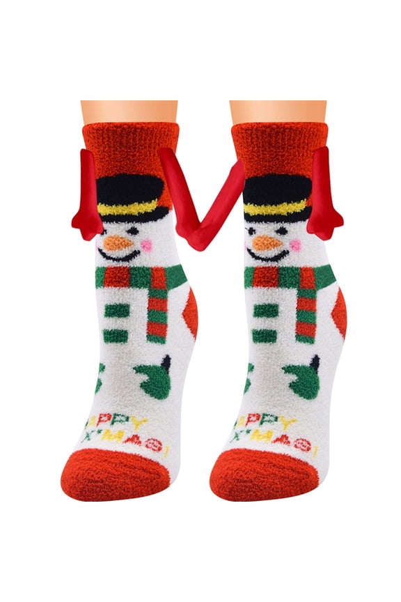 Merry Christmas Coral Fleece Socks for Women Funny Cute Santa Winter Cozy Thick Slipper Socks Fuzzy Warm Sock