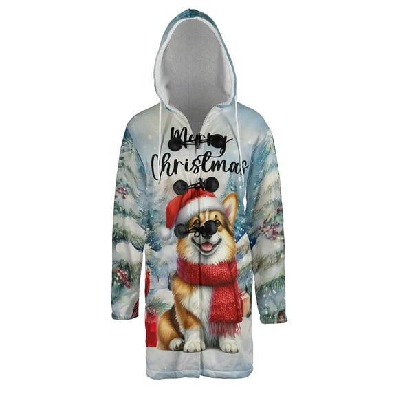 Merry Christmas Corgi Enjoys Woofmas Winter Xmas Holiday All Over Print 3D Hooded Duffle Toggle Coat Welsh Corgi Dog Lover Gifts Idea - 02022
