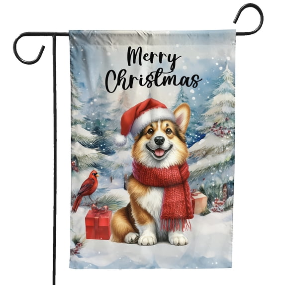 Merry Christmas Corgi Enjoys Woofmas Winter Xmas Holiday Garden Flag 12x18in Double Sided Welsh Corgi Dog Lover Gifts Idea Outdoor Decor - 02022