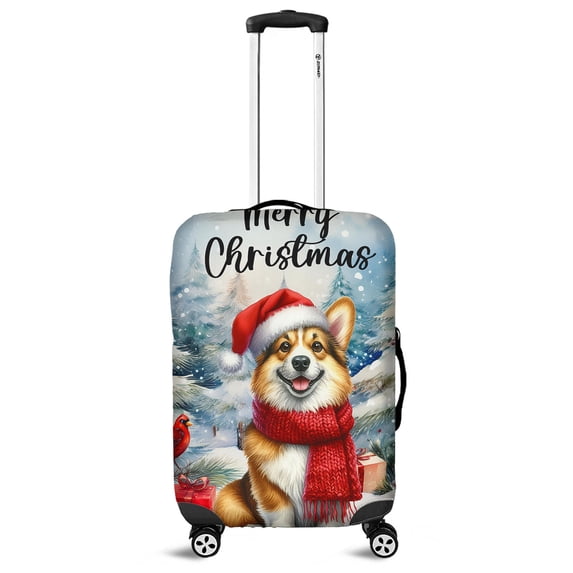Merry Christmas Corgi Enjoys Woofmas Winter Xmas Holiday Travel Luggage Cover Welsh Corgi Dog Lover Gifts Idea Suitcase Dust Protective Decor - 02022