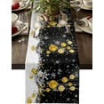 thumbnail image 1 of Merry Christmas Cotton Linen Table Runner Dresser Scarves,Gold Xmas Balls Winter Black Table Runners for Dinning Table,Snowflake Sparkle Kitchen Decor,Holiday Dinner Decoration-13x36 Inch, 1 of 1