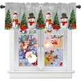 thumbnail image 1 of Merry Christmas Curtain Valance, Tree Snowman Gift Snowflake Winter Gray Short Rod Pocket Window Treatment for Living Room, Bedroom, Kitchen, Bathroom, 1 Panel, 54" W x 18" L, 1 of 5