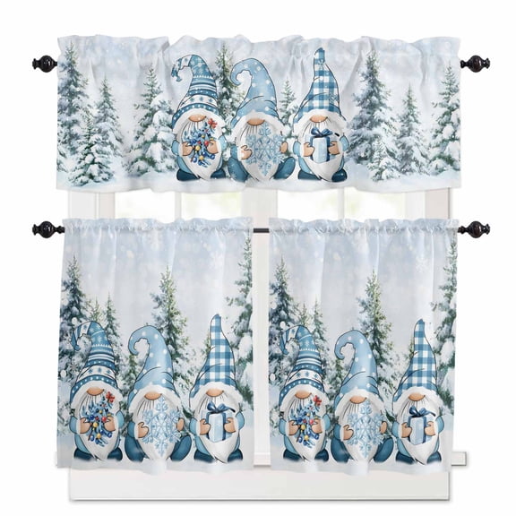 Merry Christmas Curtain Valances Set Hot Cocoa Gingerbread Man Vintage Plaid Kitchen Curtains 24 inch Length Rod Pocket Valance and Tiers 3 Piece Set Small Bedroom Bathroom Laundry Decor