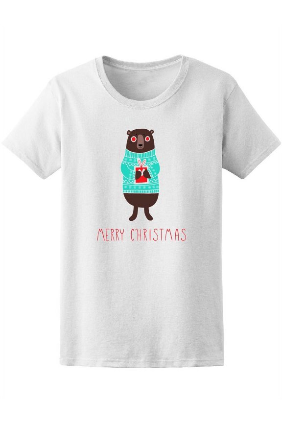 Merry Christmas Cute Bear Tee Women's -Image by Shutterstock