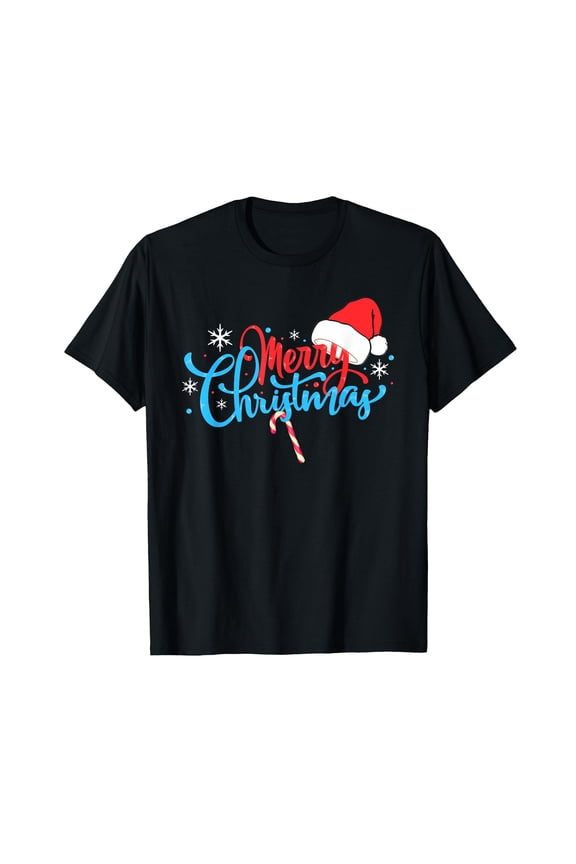 Merry Christmas Cute Santas Hat Candy for Women Men Girl Boy T-Shirt,Women's short-sleeved T-shirt to celebrate the coming of Christmas