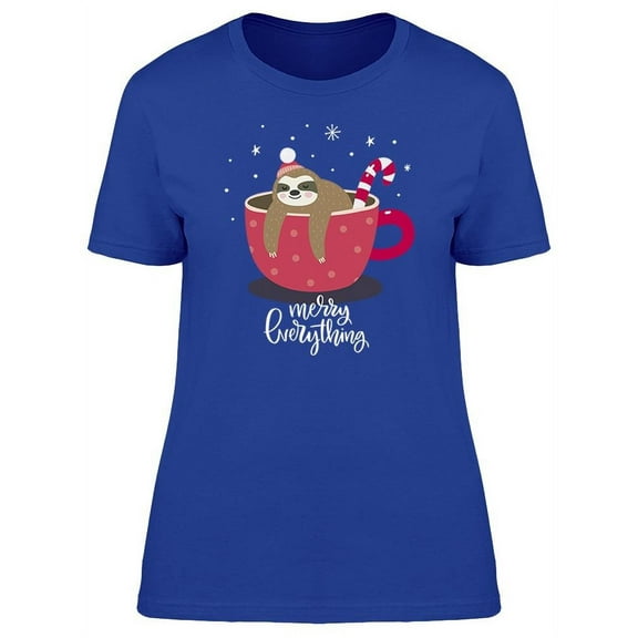 Merry Christmas Cute Sloth T-Shirt Women -Image by Shutterstock, Female Small