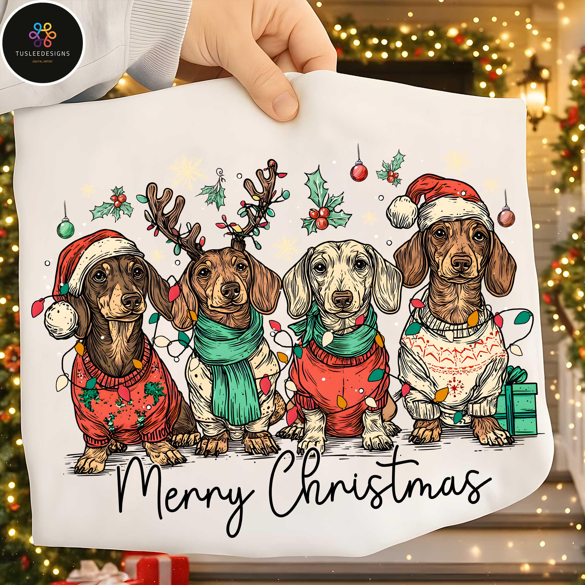 Merry Christmas Dachshund Dog PNG, Cute Puppies, Christmas Holiday Pet ...