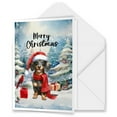 thumbnail image 1 of Merry Christmas Dachshund Enjoys Woofmas Winter Xmas Holiday 5x7in Folded Greeting Card Wiener Dog Lover Gifts Idea Single Note Card with Envelope - 02022, 1 of 5