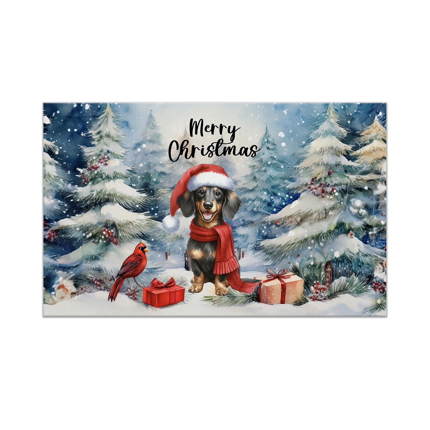 Merry Christmas Dachshund Enjoys Woofmas Winter Xmas Holiday Doormat Wiener Dog Lover Gifts Idea Indoor Outdoor Welcome Mat - 02022