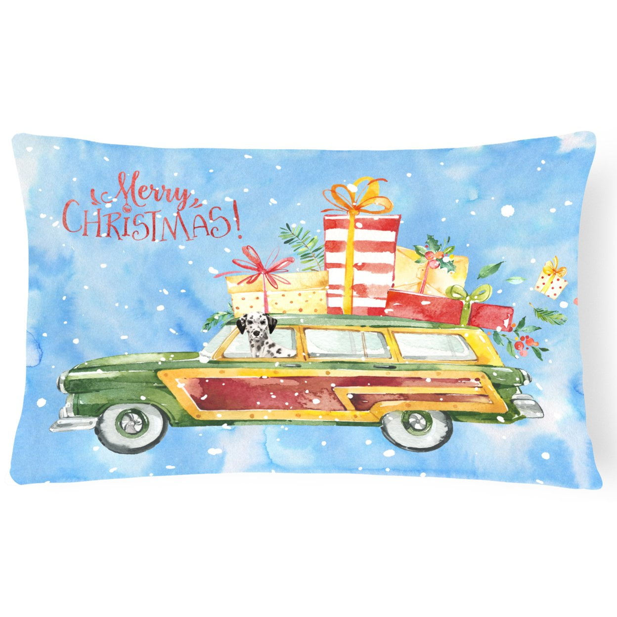 Merry Christmas Dalmatian Canvas Fabric Decorative Pillow