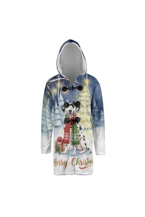 Merry Christmas Dalmatian Snowy Winter with Gifts Tree Decorations All Over Print 3D Hooded Duffle Toggle Coat Dog Lover - 12020