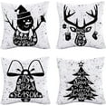 thumbnail image 1 of Merry Christmas Decor Pillow Covers Set of 4 Black and White Super Soft We Wish You a Merry Christmas Tree Snowman Deer Jingle Bells 20x20 Inch Throw Pillow Cases Winter Holiday Cushion Cover, 1 of 6