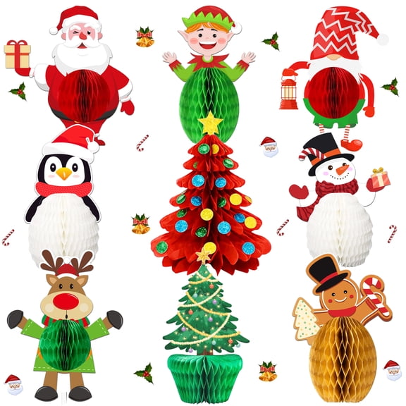 Merry Christmas Decorations,3D Christmas Party Honeycomb Centerpieces,Christmas Honeycomb Table Centerpieces & Honeycomb Christmas Table Decorations for Christmas Table Indoor Outdor