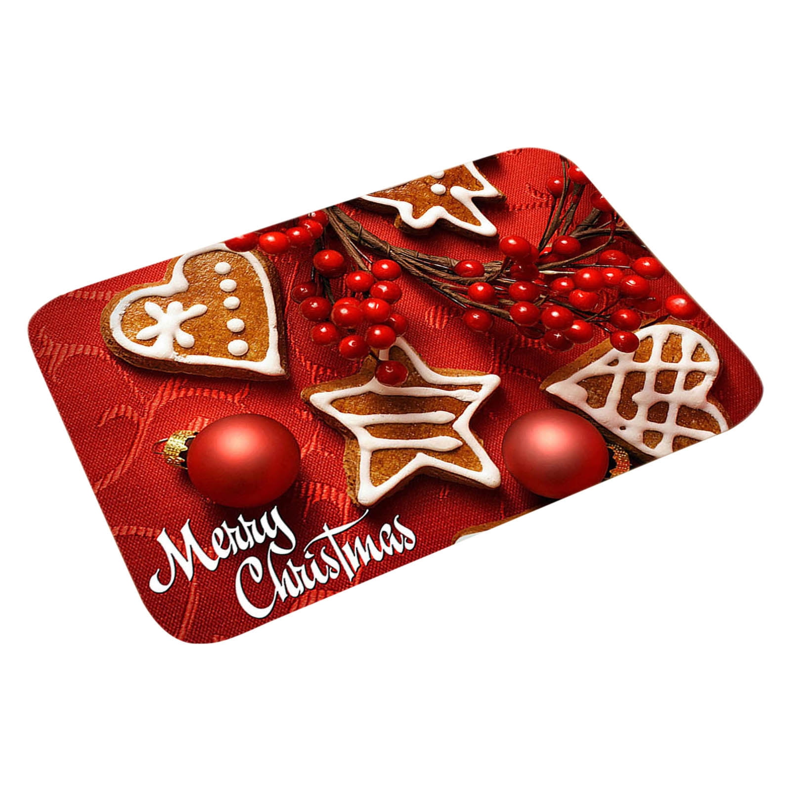 Merry Christmas Decorative Kitchen Mats, Red Funny Text Kitchen Rug