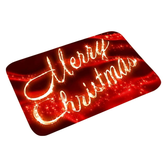Merry Christmas Decorative Kitchen Mats, Red Funny Text Kitchen Rug