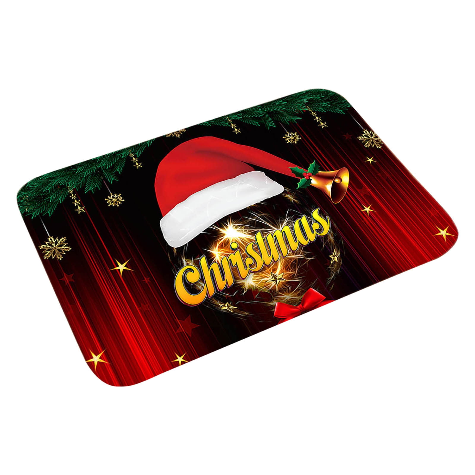 Merry Christmas Decorative Kitchen Mats, Red Funny Text Kitchen Rug