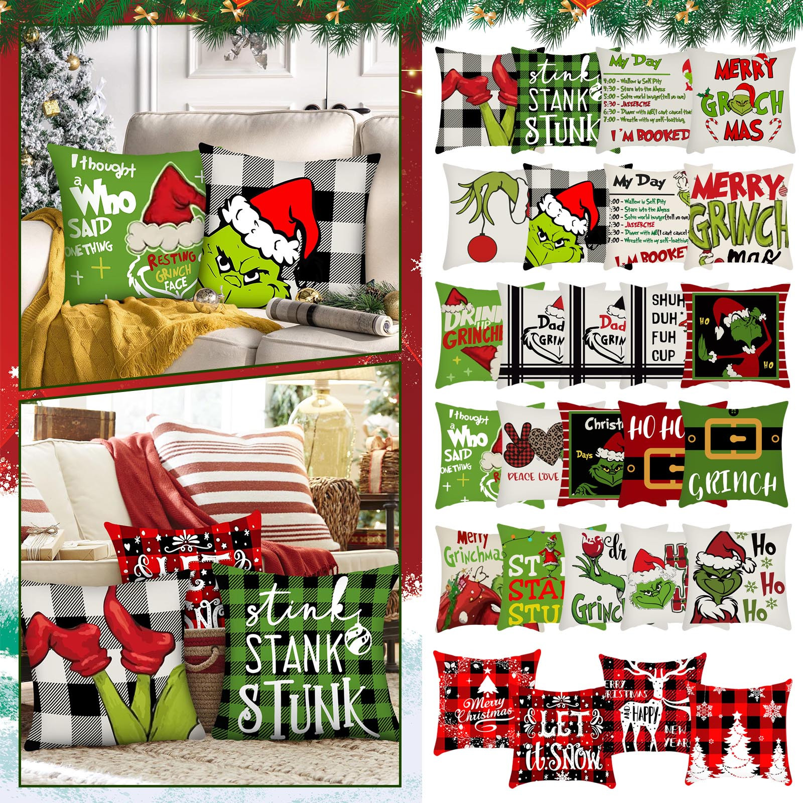 Merry Christmas Decorative Throw Pillow Covers 18 x 18 Set of 1