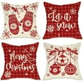 Merry Christmas Decorative Throw Pillow Covers 18x18 Set of 4, Xmas