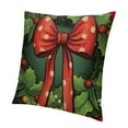 thumbnail image 1 of Merry Christmas Decorative Throw Pillow Covers, Red Green Bow Cushion Case Decor, Noel Joy Winter Holiday Home Sofa Couch Decoration, 1 of 5