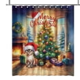 thumbnail image 1 of Merry Christmas Devon Rex Santa Hat Xmas Tree Winter Holiday Shower Curtain Cat Lover Kitten Owner Gifts Waterproof Bathroom Bathtub Curtain - 01013, 1 of 5