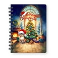thumbnail image 1 of Merry Christmas Devon Rex Santa Hat Xmas Tree Winter Holiday Spiral Bound Journal Cat Lover Kitten Owner Gifts 5x7in Spiral Notebook - 01013, 1 of 5