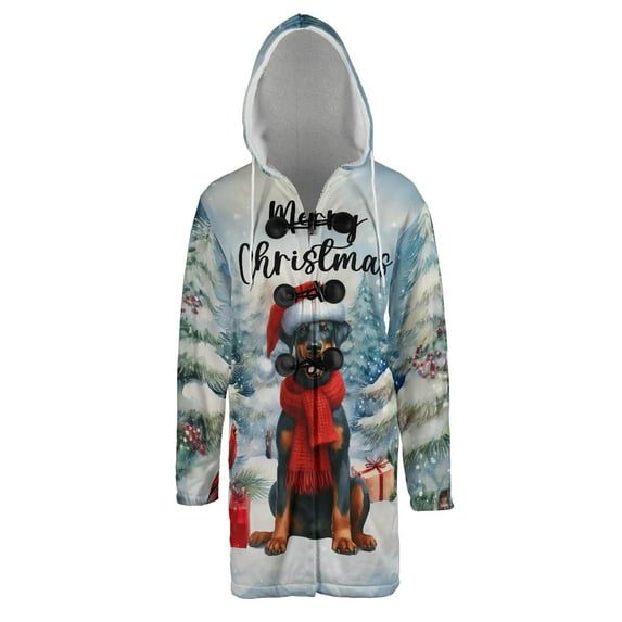 Merry Christmas Doberman Pinscher Enjoys Woofmas Winter Xmas Holiday All Over Print 3D Hooded Duffle Toggle Coat Doberman Dog Lover Gifts - 02022