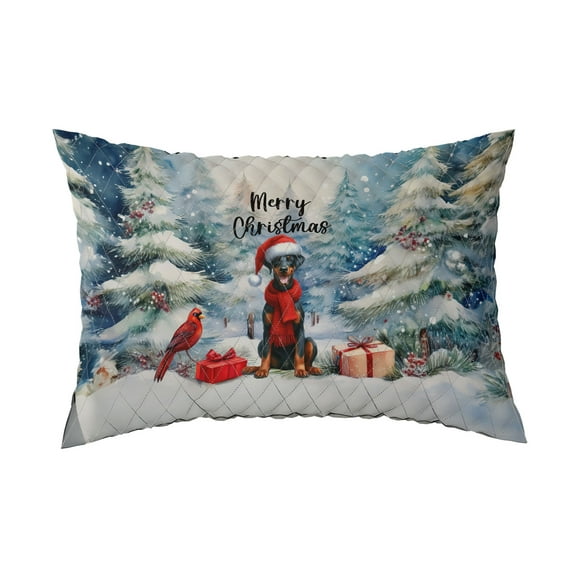 Merry Christmas Doberman Pinscher Enjoys Woofmas Winter Xmas Holiday Quilt Pillowcase Doberman Dog Lover Gifts Throw Pillow Cover Bed Home Decor - 02022