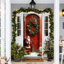 Taicans ‌Merry Christmas Door Cover - 70.87in x 35.43in Banner,Santa & Gifts Design,Christmas Front Door Decorations,Holiday Party Supplies,Winter Holiday New Year Xmas office Home Decor‌