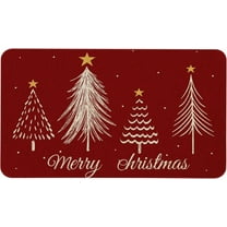 Merry Christmas Door Mat 17x29 Inch Red Christmas Tree Doormat Decorative Outdoor Winter Decoration Indoor Outdoor Entrance Floor mat, Non Slip Welcome Party Decor