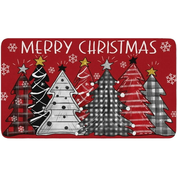 Merry Christmas Door Mat 30 X 17 Inch Christmas Tree Welcome Doormat Indoor Outdoor Entrance Floor Rug Non Slip Holiday Xmas Decor Rubber Mats
