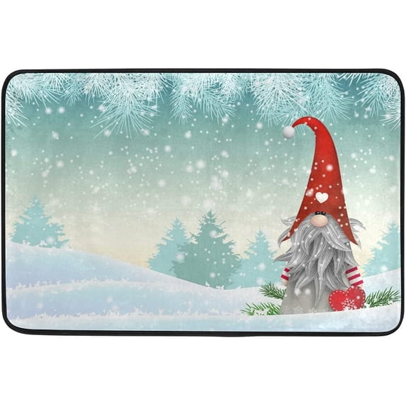 Merry Christmas Door Mat Gnome Winter Snowflake Doormats Washable Floor Mat Home Decor Non-Slip Carpets Area Rug for Kitchen Living Bedroom Indoor Outdoors Use 23.6 x 15.7 Inch