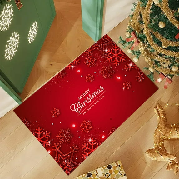 Merry Christmas Door Mat Indoor Outdoor Entrance Doormat Non Slip Rubber Backing Door Mat Funny Christmas Decorative Doormat for Holiday Home Front Door Outside Entry, 20 x 24 Inch, White