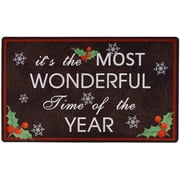 Merry Christmas Door Mat Indoor Welcome Mats for Front Door Entryway Non Slip Christmas Doormat with Snowflake Barries Pattern