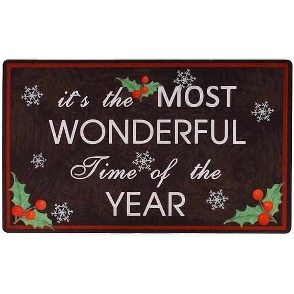 Merry Christmas Door Mat Indoor Welcome Mats for Front Door Entryway Non Slip Christmas Doormat with Snowflake Barries Pattern