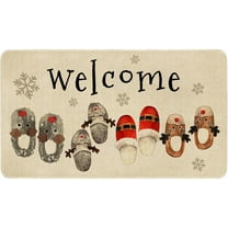 Merry Christmas Door Mat Outdoor for Front Door,Holiday Watercolor Slippers Holiday Welcome Doormat,Winter Xmas Floor Rugs for Indoor Porch Entrance Farmhouse Decor 30" x 17"