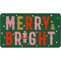 Merry Christmas Door Mat Outdoor for Front Door,Merry & Bright Nutcracker Holiday Welcome Doormat,Winter Xmas Floor Rugs for Indoor Porch Entrance Farmhouse Decor 30" x 17"