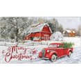 thumbnail image 1 of Merry Christmas Door Mat Outdoor for Front Door,Red Truck Snowflake Snow Welcome Doormat,Winter Xmas Holiday Floor Rugs for Indoor Porch Entrance Farmhouse Decor 30" x 17", 1 of 6