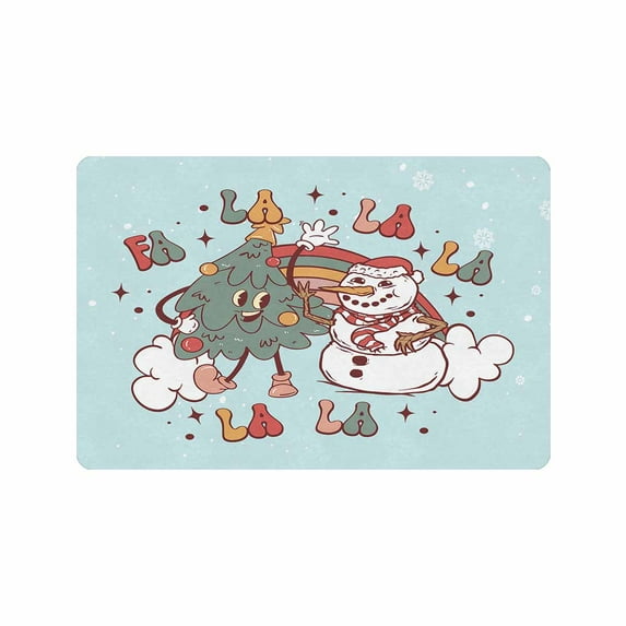 Merry Christmas Door Mat Rug Decorative Doormat Winter Snowman Welcome Floor Mat Non Slip Washable Bathroom Kitchen Entrance Rug for Indoor Outdoor Home Decor, 24 x 16 Inch 30x 18 Inch