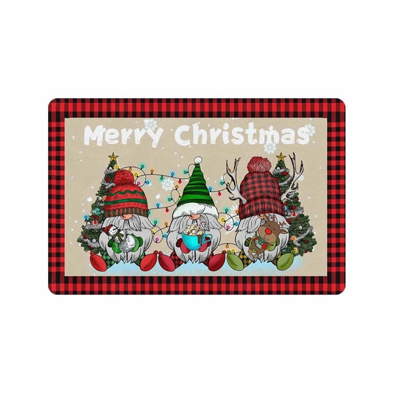 Merry Christmas Door Mat Rug Decorative Doormat Winter Snowman Welcome Floor Mat Non Slip Washable Bathroom Kitchen Entrance Rug for Indoor Outdoor Home Decor, 24 x 16 Inch 30x 18 Inch