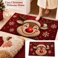 thumbnail image 1 of Merry Christmas Door Mats, 23.62x15.75 inch Cute Red Nose Reindeer Doormat, Non-Slip Printed Snowflake Holiday Decor Floor Carpet for Indoor Outdoor Entryway Mudroom Bathroom Front Porch Farmhouse, 1 of 7