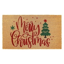 Merry Christmas Door Mats Natural Coir Doormat Non-Slip Floor Printed Xmas Tree for Christmas Indoor Outdoor Bathroom Porch Decoration, 23.6 x 15.7 Inch