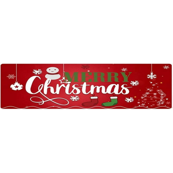 Merry Christmas Door Sign, Metal Merry Christmas Wall Decor sign, Christmas Hanging Sign for Front Door Decorations, 4"x16"