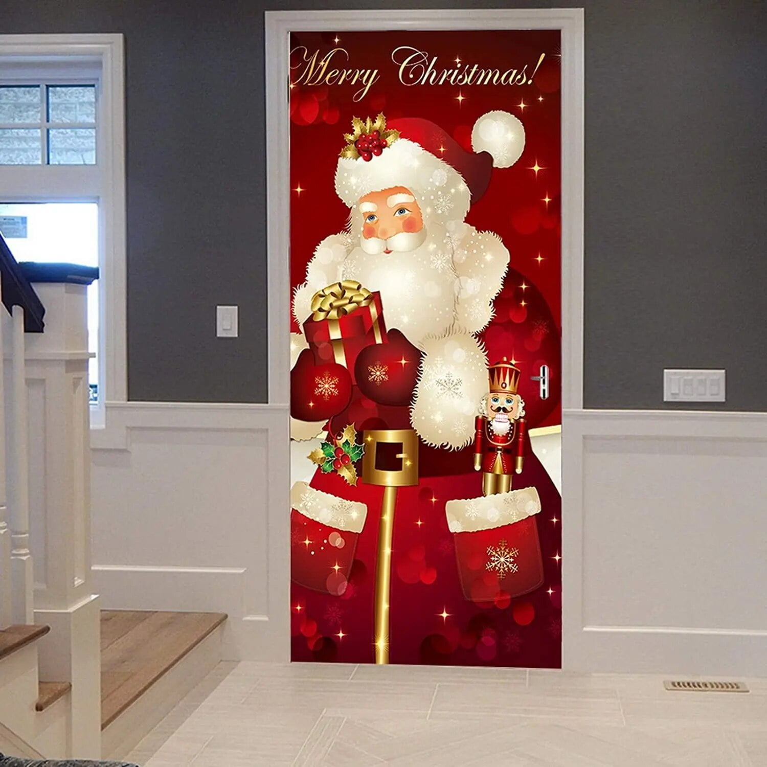 Merry Christmas Door Stickers Wallpaper Christmas Bells Door Sticker