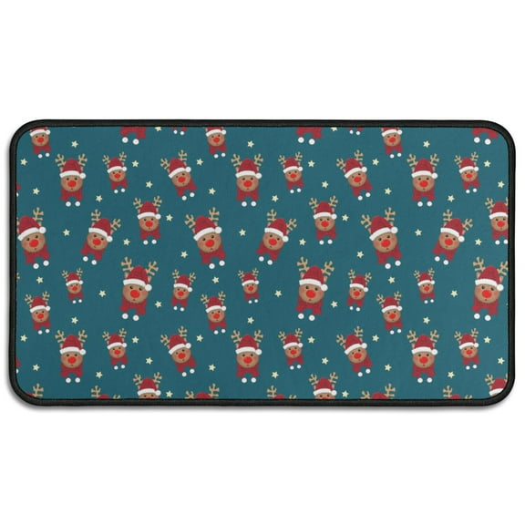 Merry Christmas Doormat 17x30 Inch, Vintage Xmas Welcome Mat with Santa Design - Non-Slip Rubber Backing for Indoor Outdoor Use, Holiday Decor