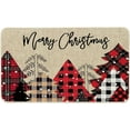 thumbnail image 1 of Merry Christmas Doormat, Buffalo Plaid Christmas Trees Decorative Indoor Outdoor Entrance Doormat Xmas Winter Welcome Door Mat Anti-Slip Rubber for Seasonal Holiday Decortion 17 x 29 Inch, 1 of 6