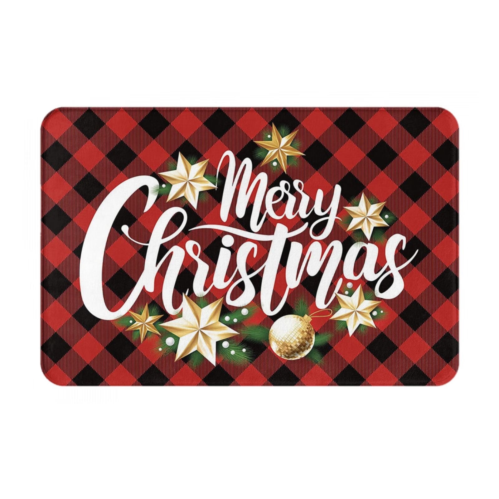 Merry Christmas Doormat Buffalo Plaid Floor Mat Christmas Indoor and